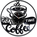 Retro Coffee Beans & Cup Metal Record Clock
