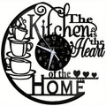 Retro Kitchen Wall Clock - Coffee Cups Metal Art Decor