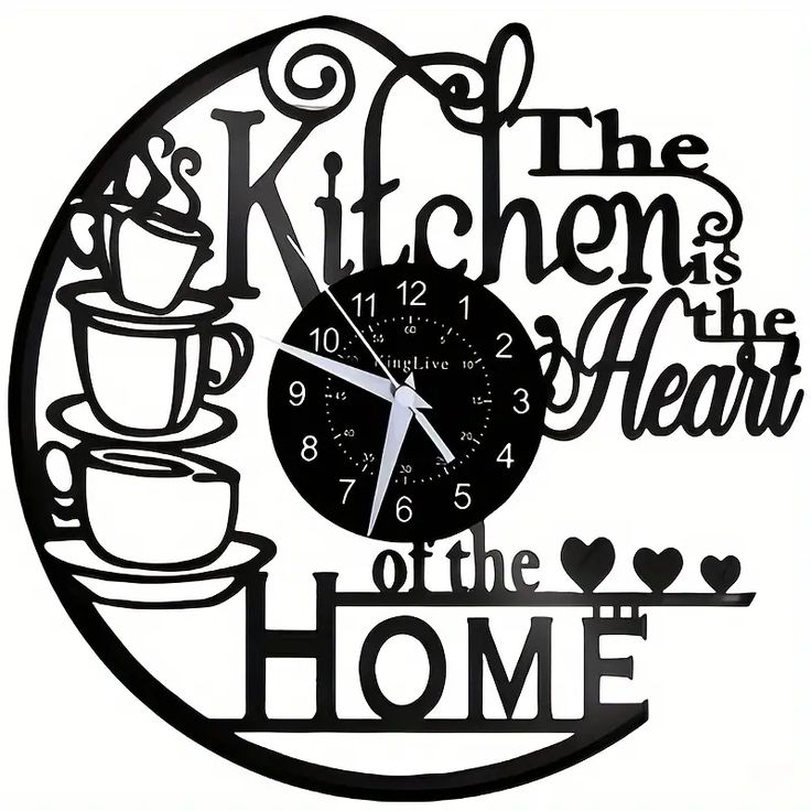 Retro Kitchen Wall Clock - Coffee Cups Metal Art Decor