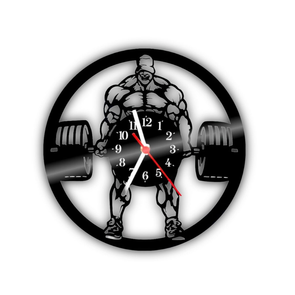 Hardcore "Heavy Deadlift" Metal Gym Wall Clock - Bodybuilder Silhouette Fitness Art