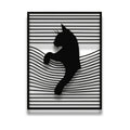 Minimalist Peekaboo Cat Metal Wall Art – Modern Geometric Line Frame