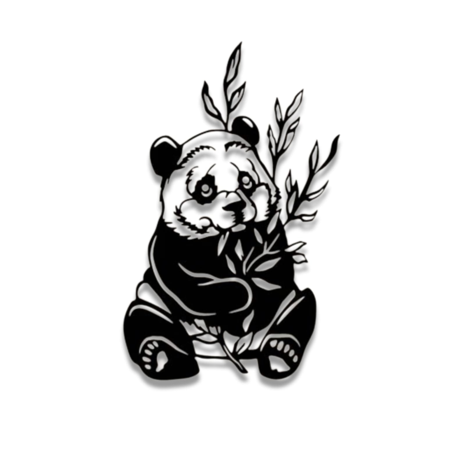 Handcrafted Sitting Panda with Bamboo Leaves Metal Wall Art – Wildlife Decor
