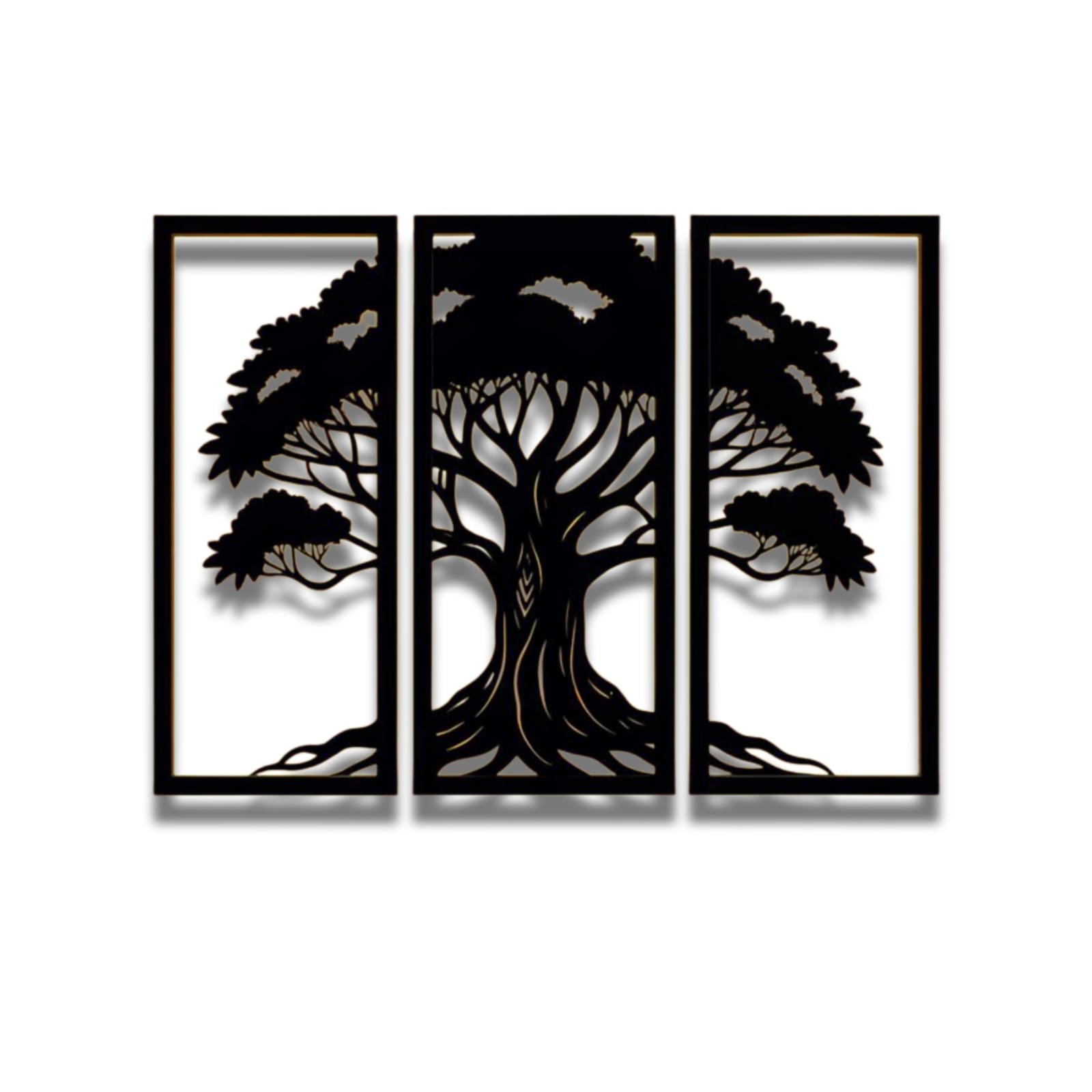 Premium 3-Piece Triptych Tree of Life Metal Wall Art – Large Living Room Decor