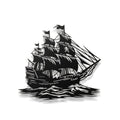 Vintage Pirate Ghost Ship Metal Wall Art – Nautical Sailing Silhouette