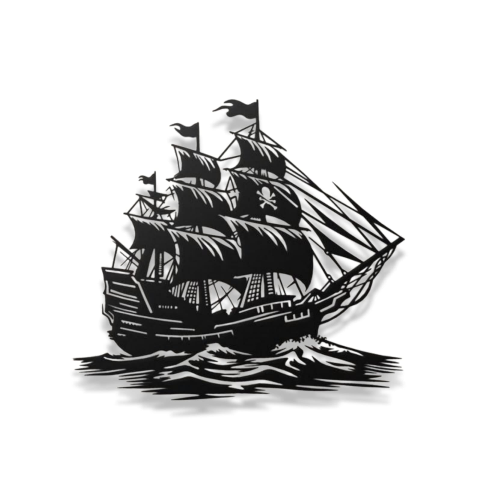 Vintage Pirate Ghost Ship Metal Wall Art – Nautical Sailing Silhouette