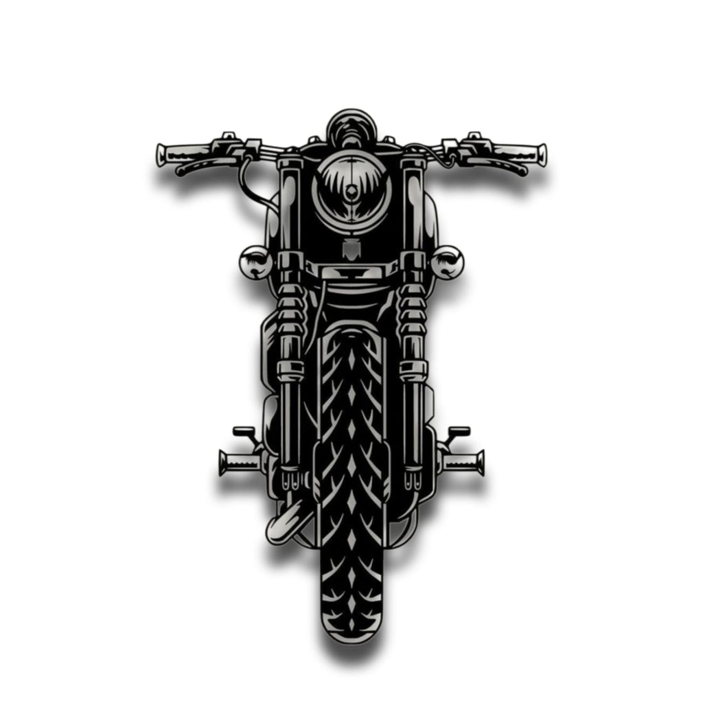 Bold Front View Chopper Motorcycle Metal Wall Art – Heavy Bike Line Art
