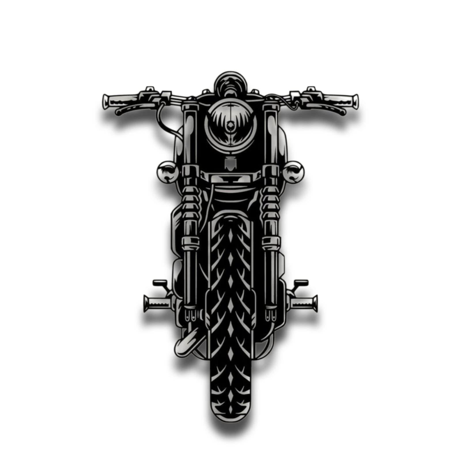 Bold Front View Chopper Motorcycle Metal Wall Art – Heavy Bike Line Art