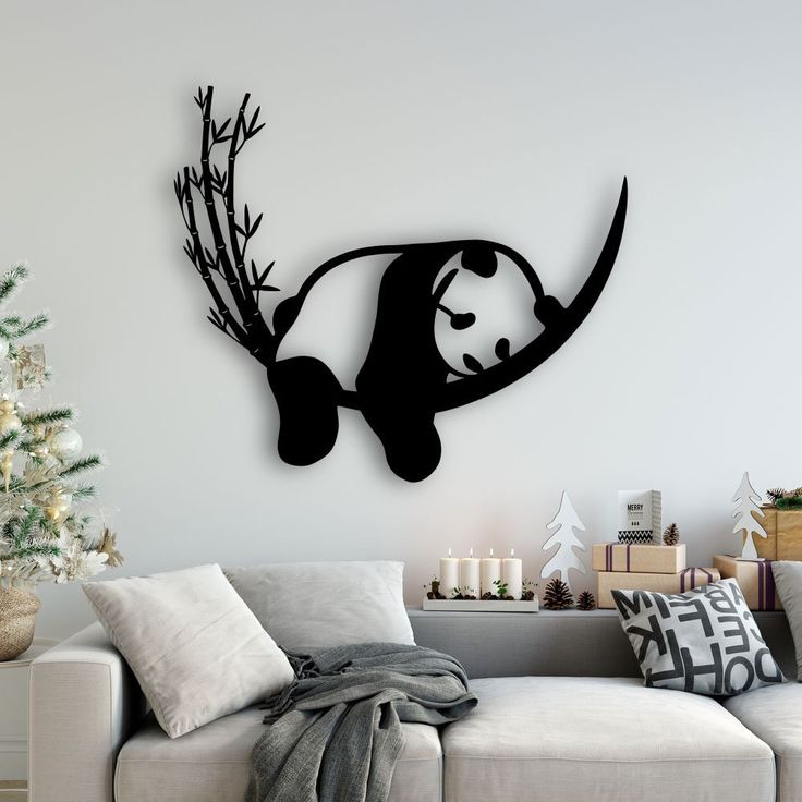 Cute Sleeping Panda on Bamboo Metal Wall Art – Creative Animal Decor