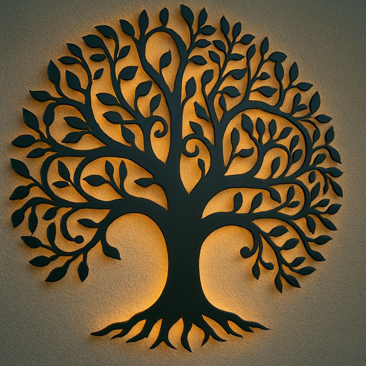 Majestic Tree of Life Metal Wall Art – Round Nature Silhouette Decor