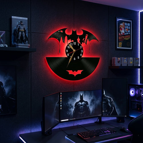 Batman Gotham City metal  Wall Clock - Retro LED Night Light Wall Decor