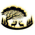 Majestic Wilderness Oval Metal LED Wall Art – Luxury Backlit Silhouette Frame