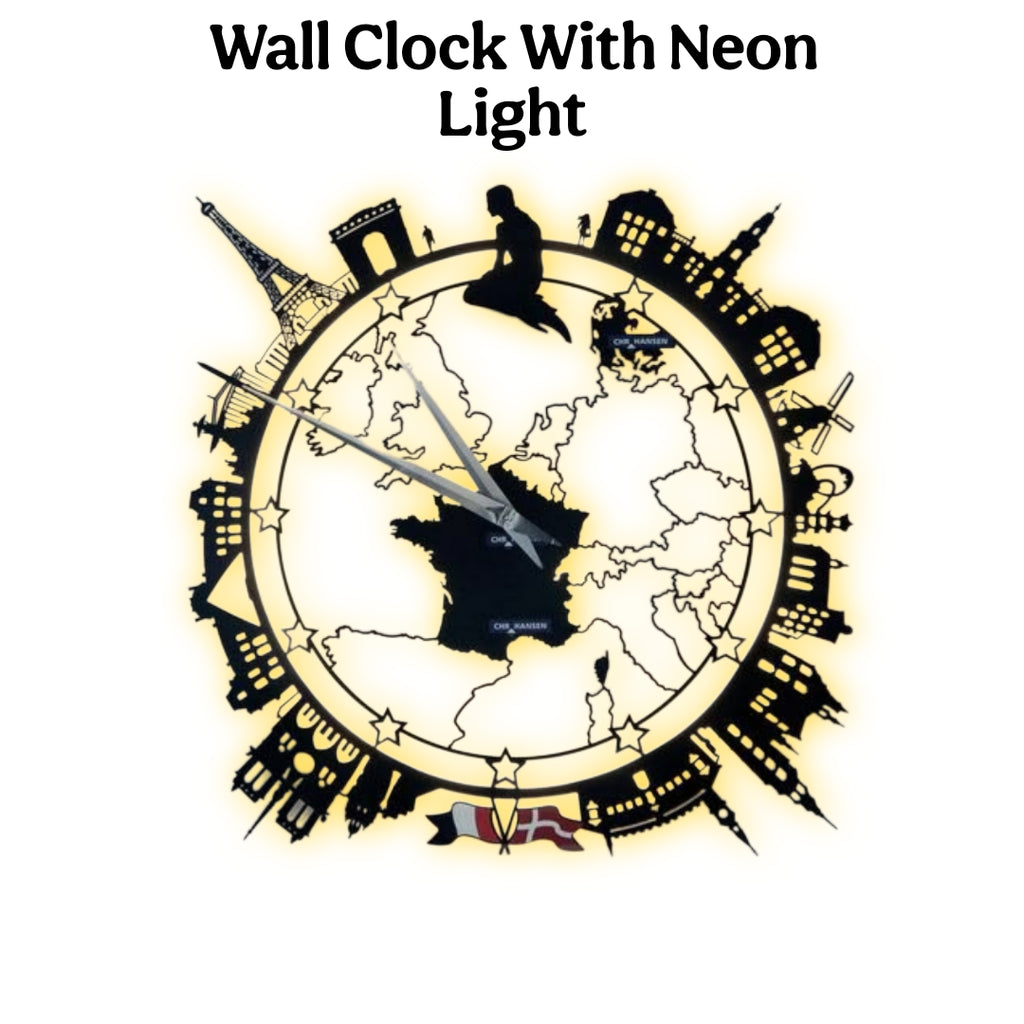 Premium Wanderlust Backlit Metal Wall Clock - Luxury Travel Agency Decor