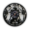 Premium Laser-Cut Metal Gym Wall Clock - "No Pain No Gain" Motivational Wall Art