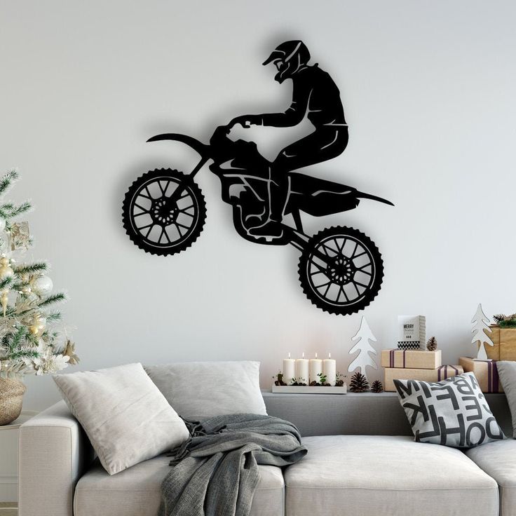Extreme Dirt Bike Motocross Metal Wall Art – Off-Road Stunt Silhouette